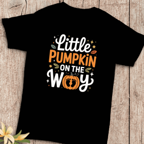 Pregnancy Announcement with Footprints T-shirt Design cover image.