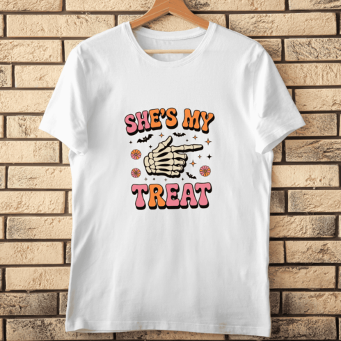 She's My Treat Halloween Couple T-shirt Design cover image.