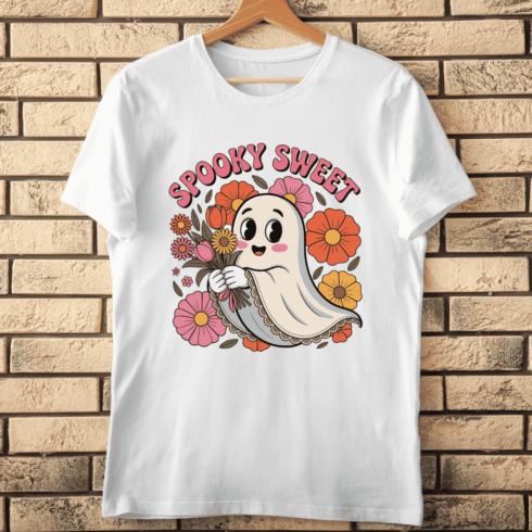 Retro Spooky Sweet Quote T-shirt Design cover image.