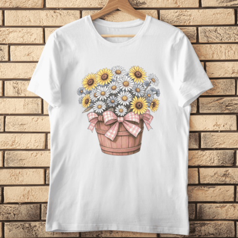 Watercolor Rustic Flower Pot T-shirt Design cover image.
