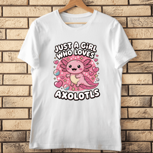 Just a Girl Who Loves Axolotls T-shirt Design cover image.
