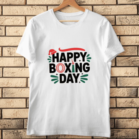 Cute Boxing Day Typography with Ornament T-shirt Design cover image.