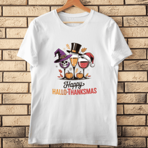 Holiday Wine Glasses T-shirt Design cover image.