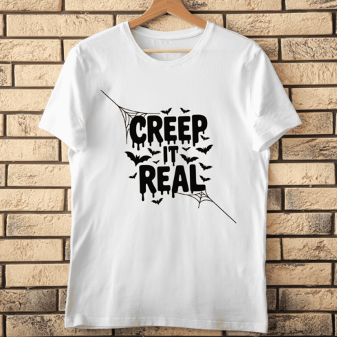 Slogan with Bats and Spiderwebs T-shirt Design cover image.