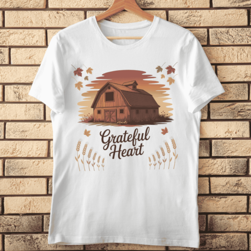 Grateful Heart for a Rustic Autumn Vibe T-shirt Design cover image.