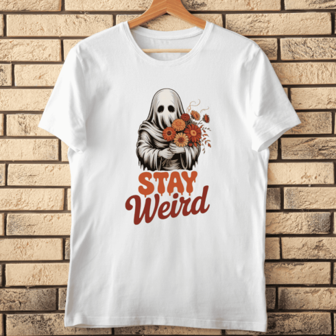 Cute and Creepy Ghost for Autumn T-shirt Design cover image.