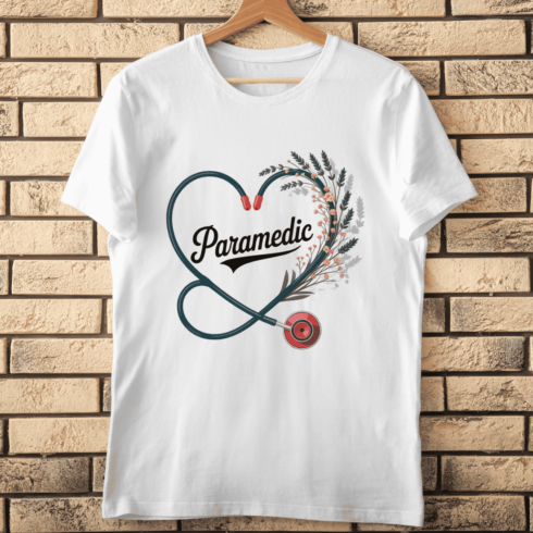 Paramedic Appreciation Heart Stethoscope T-shirt Design cover image.