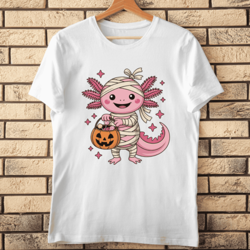 Mummy Axolotl and Candy T-shirt Design cover image.