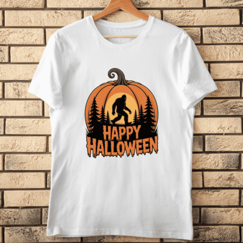 Spooky Forest and Bigfoot for Halloween T-shirt Design cover image.