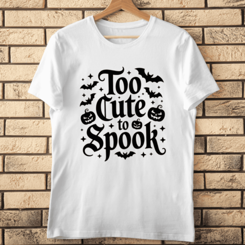 Adorable Spooky Typographic T-shirt Design cover image.