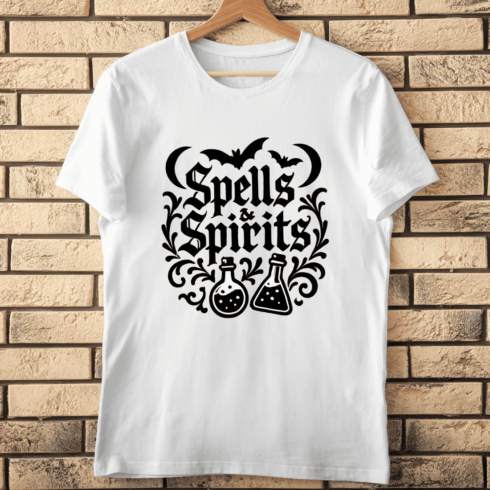 Spells and Spirits Potion T-shirt Design cover image.