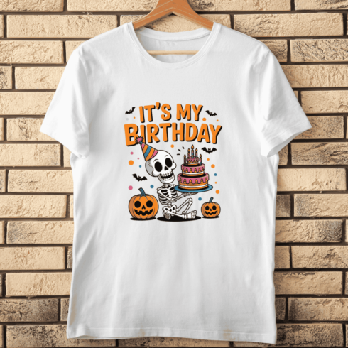 It's My Birthday With Skeleton T-shirt Design cover image.