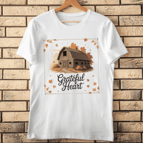 Fall Farm and Grateful Heart T-shirt Design cover image.