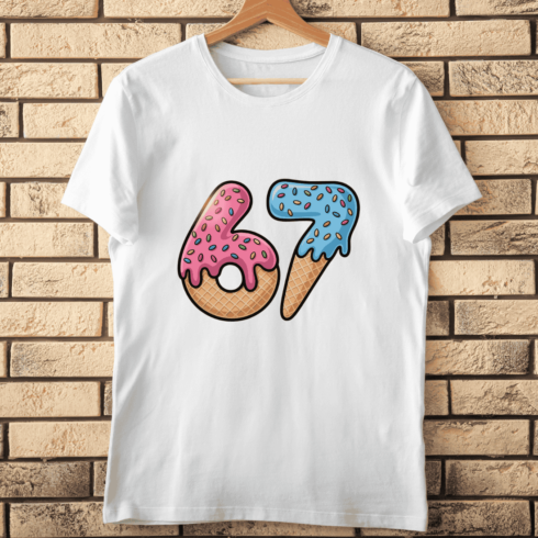 Birthday 67 with a Donut and Ice Cream T-shirt Design cover image.