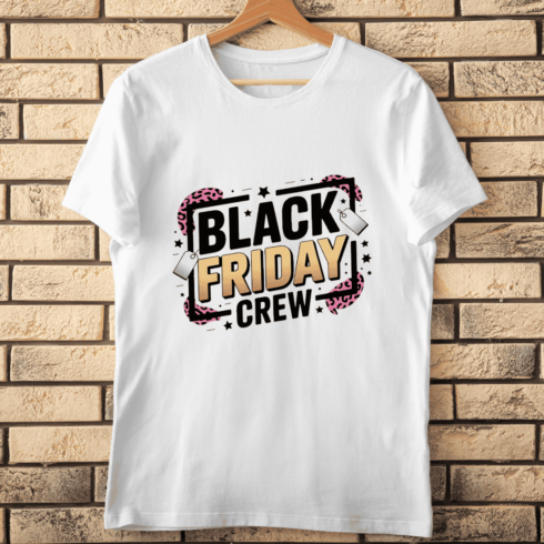 Leopard Print and Gold Black Friday T-shirt Design cover image.