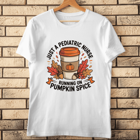 Cute Pediatric Nurse Pumpkin Spice T-shirt Design cover image.