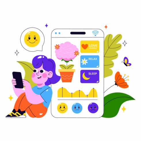 10 Mental Wellness Apps Illustration cover image.