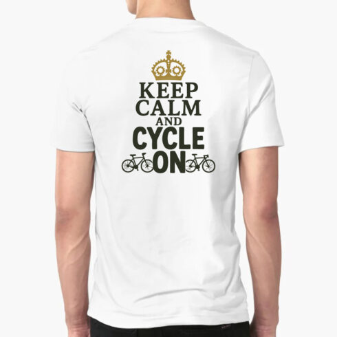Keep Calm and Cycle On Crown Bicycle T-Shirt Tee cover image.