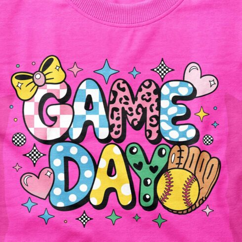 Game Day T Shirt Design, Preppy Softball, Game Day PNG cover image.
