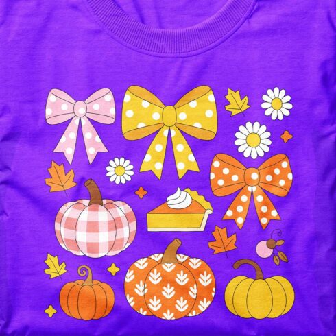 Pumpkin Coquette Glitter Floral T Shirt Design cover image.