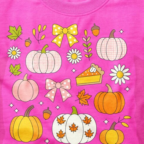 Pumpkin Coquette Glitter Floral T Shirt Design cover image.