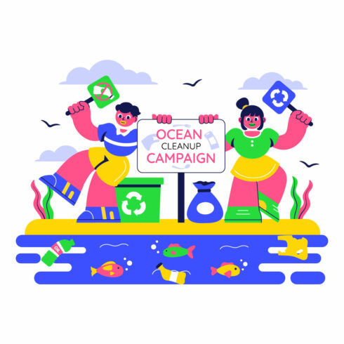 10 Ocean Cleanup Campaign Illustration cover image.