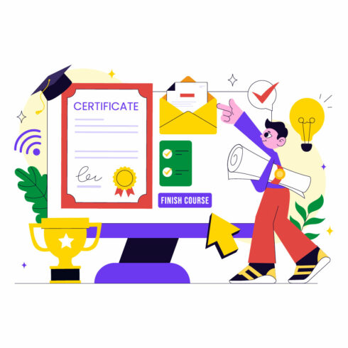 10 Online Course Certificate Program Illustration cover image.