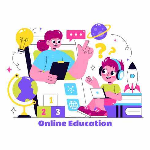 10 Online Education for Kids Illustration cover image.