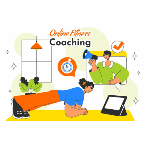 10 Online Fitness Coaching Illustration cover image.