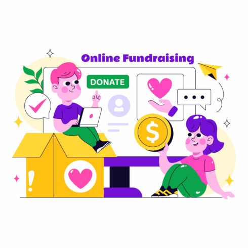 10 Online Fundraising Illustration cover image.
