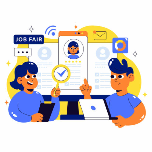 10 Online Job Fair Illustration cover image.