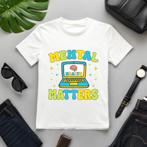 Positive Mental Health Matters Typography Graphic for Merchandise Graphic t shirt design cover image.