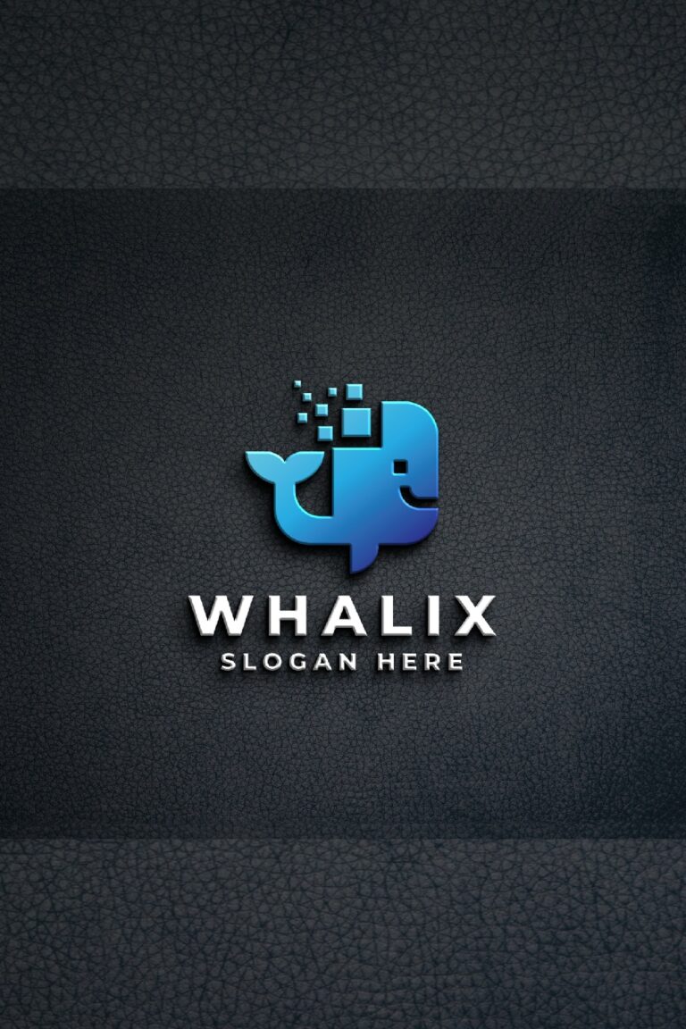 Modern Whale Logo - Digital & Pixel Design - MasterBundles