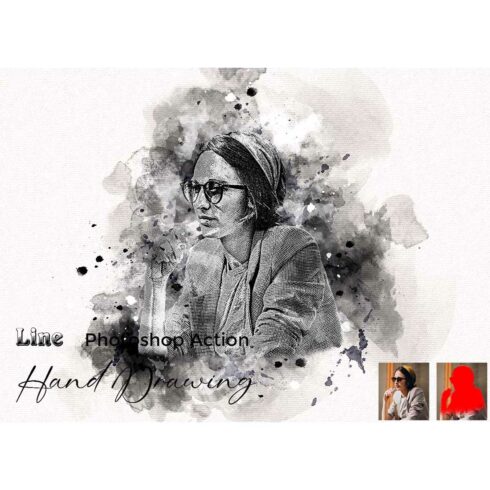 Line Hand Drawing Photoshop Action cover image.