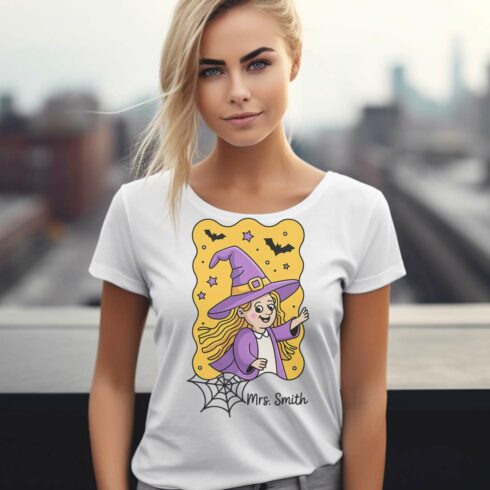 Custom Teacher Halloween T Shirt Design cover image.