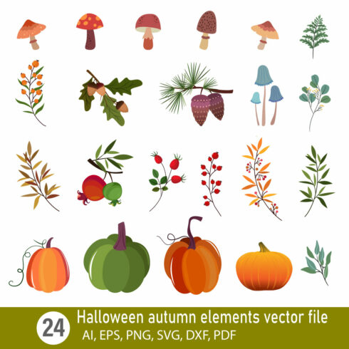 Halloween autumn elements vector file cover image.