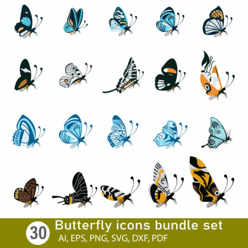 Butterfly icons bundle set cover image.