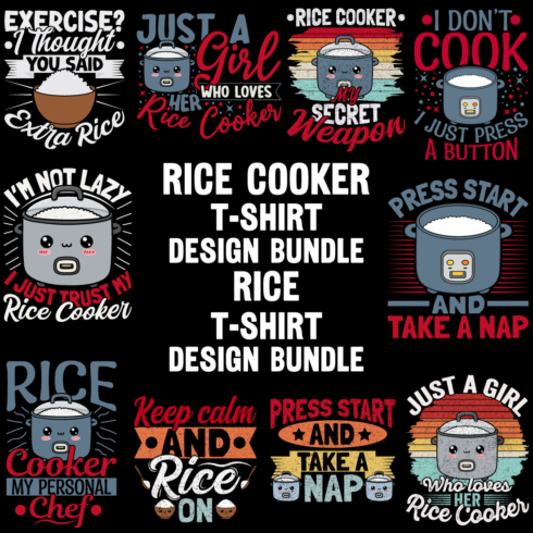 Rice t-shirt design bundle Rice graphic design Rice Cooker t-shirt design bundle Rice Cooker graphic design cover image.