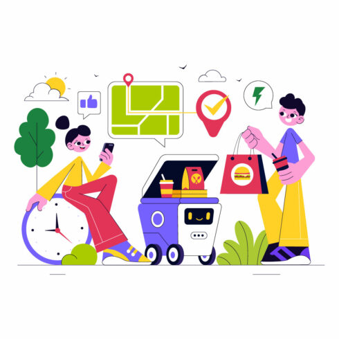 10 Robotic Food Delivery Service Illustration cover image.