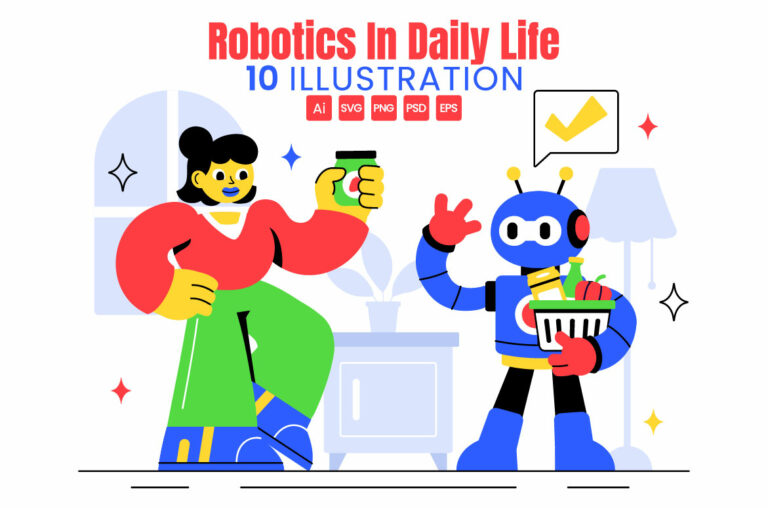 10 Robotics in Daily Life Illustration - MasterBundles