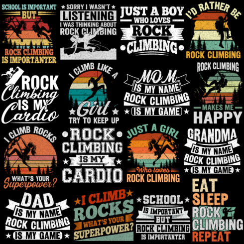 Rock Climbing graphic design for Rock Climbing lovers Rock Climbing t-shirt design Bundle Ratro vintage t-shirt design Rock Climbing graphic design cover image.