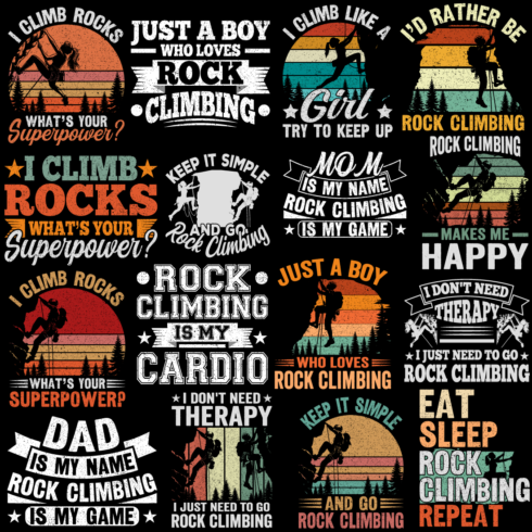 Rock Climbing graphic design for Rock Climbing lovers Rock Climbing t-shirt design Bundle Ratro vintage t-shirt design Rock Climbing graphic design cover image.