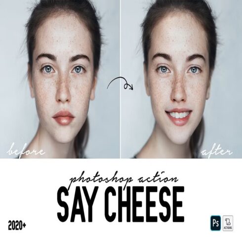 Say Cheese Photoshop Action cover image.