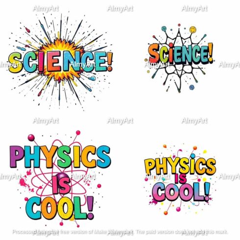 Science Bundle Educational Cliparts & Typography Designs 300 DPI JPEG | Transparent PNG | 3600 x 3600 Pixels | Digital Download cover image.