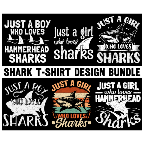 Shark graphic design for Shark lover Shark t-shirt design Bundle Shark t-shirt design Shark fish t-shirt design cover image.