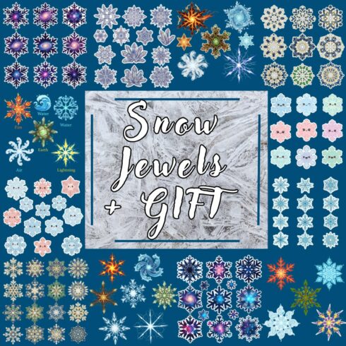 Snow Jewels Sticker Pack + Bonus Gift | Winter Snowflake PNG Bundle cover image.
