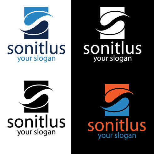 Modern and Clean S-Shape Logo Design for Sonitus with Customizable Slogan S Letter Logo Brand Identity Logo Template cover image.