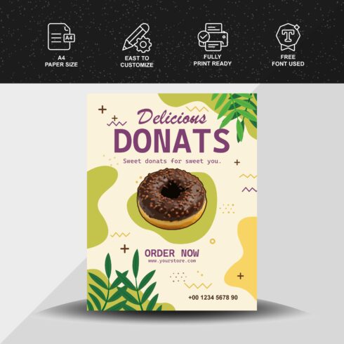 Sweet Donats Flyer with Abstract Shapes and Patterns cover image.