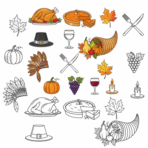Thanksgiving elements set cover image.