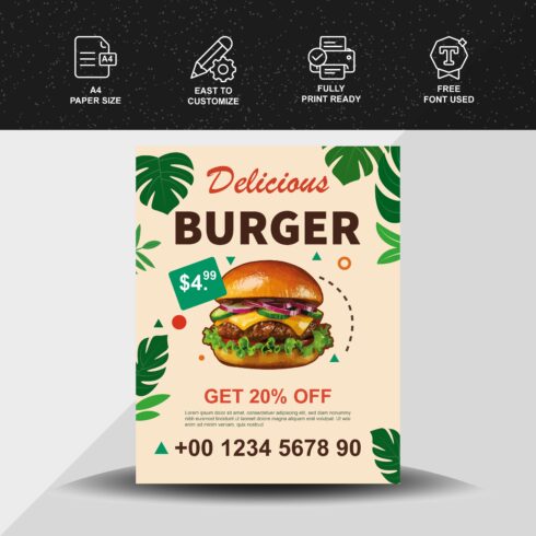 Tropical Burger Flyer Template – Fast Food Promo Design cover image.